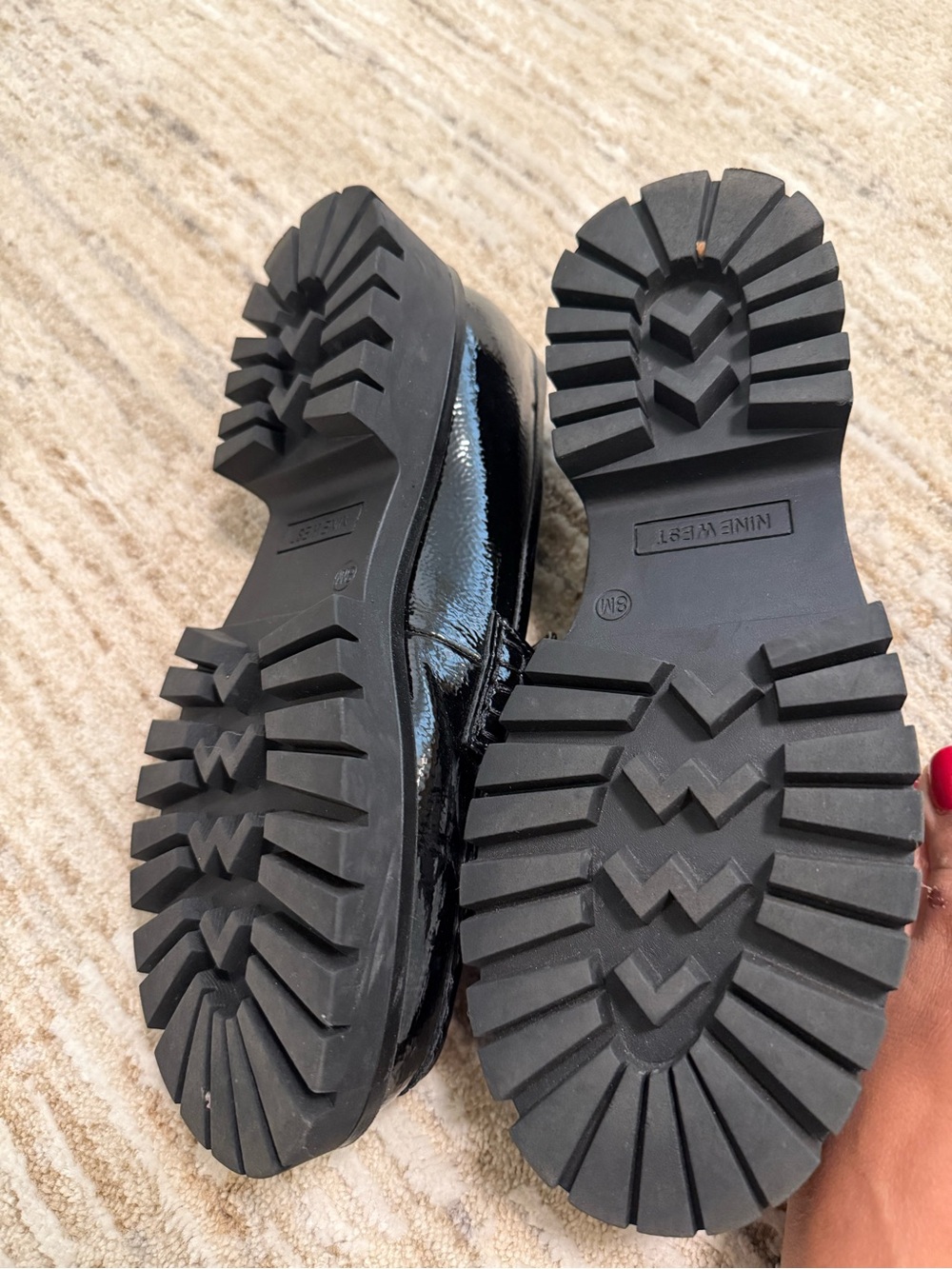Nine West Black Patent Chain-Trim Loafers - Picture 2 of 8